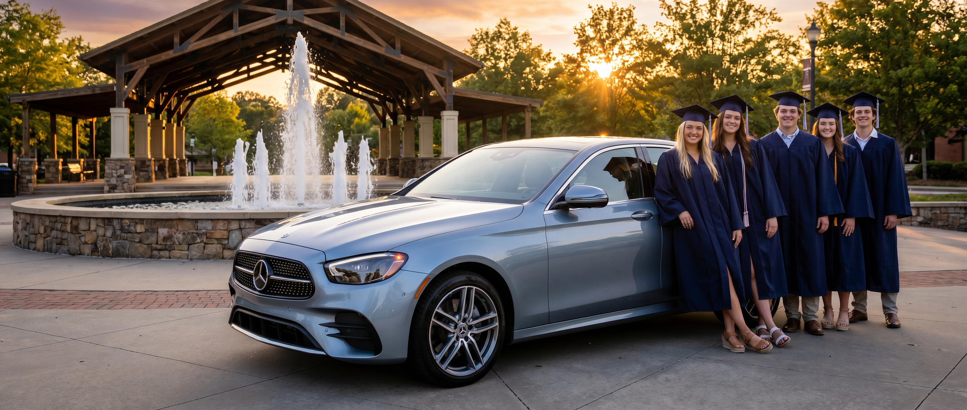 Mercedes-Benz graduation photo shoot at Duluth Town Green in Duluth, GA